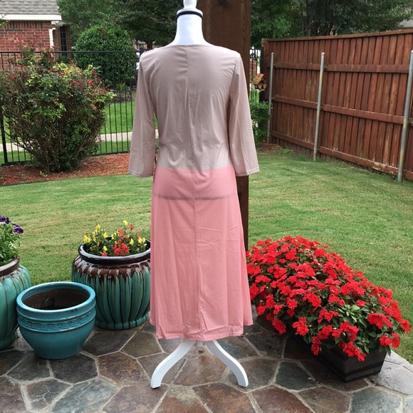 Casual Color Block Tunic V-Neckline A-line Dress B5 - Picture 2 of 8